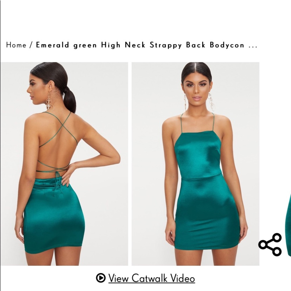 Emerald satin mini dress